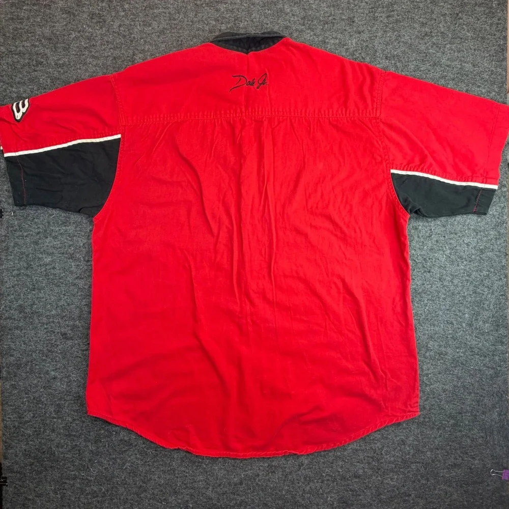 Dale Earnhardt Jr Shirt Mens Large Red NASCAR Racing No 8 Garage‎ S/S Button Up